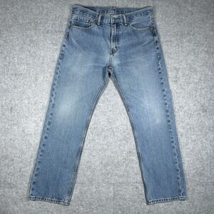 Levis 505 Denim Jeans Men's Size 33x30 (34x28) Blue Faded Straight Leg Zip Fly